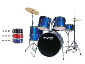 Batteria 5 pezzi completa di hardware, colore blu metallizzato - Hayman