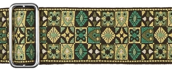 Tracolla per chitarra, in tessuto jacquard, slip pelle, mosaico verde - Gaucho - immagine 3