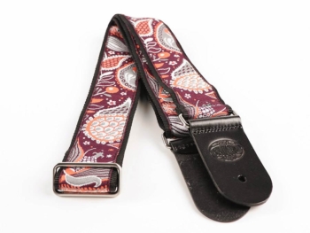 Tracolla per chitarra, in tessuto jacquard, slip pelle, multicolor - Gaucho - immagine 2