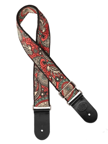 Tracolla per chitarra, in tessuto jacquard, slip pelle, multicolor - Gaucho