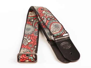 Tracolla per chitarra, in tessuto jacquard, slip pelle, multicolor - Gaucho - immagine 2