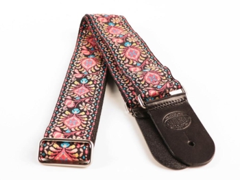 Tracolla per chitarra, in tessuto jacquard, slip pelle, multicolor - Gaucho - immagine 2