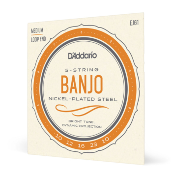 D'Addario EJ61 5-String Banjo Strings, Nickel, Medium 10-23 - D'Addario