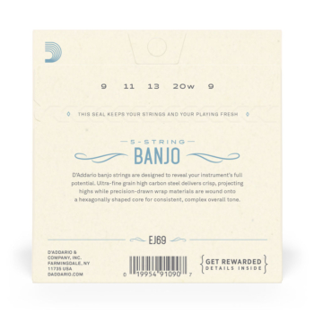 D'Addario EJ69 5-String Banjo Strings, Phosphor Bronze, Light, 9-20 - D'Addario - immagine 3