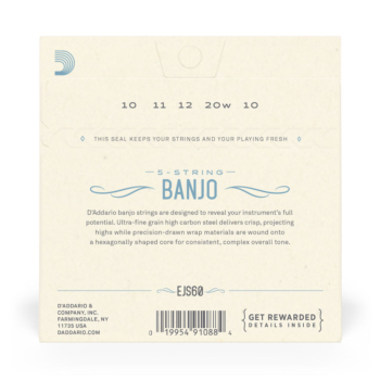 D'Addario EJS60 5-String Banjo Strings, Stainless Steel, Light, 9-20 - D'Addario - immagine 3