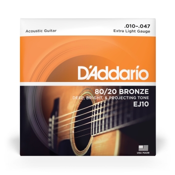 Corde D'Addario EJ10 in bronzo per chitarra acustica, Extra Light, 10-47 - D'Addario - immagine 2