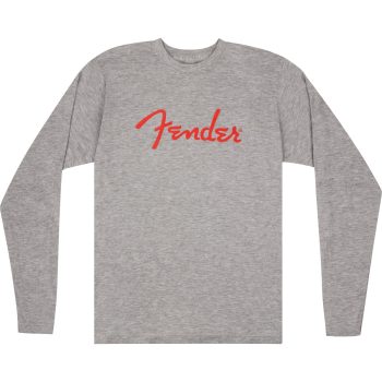 Maglietta Fender® Spaghetti Logo L/S, Grigio Melange, S - FENDER