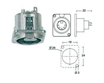 Presa XLR da pannello, femmina, 5 poli, d housing - Neutrik