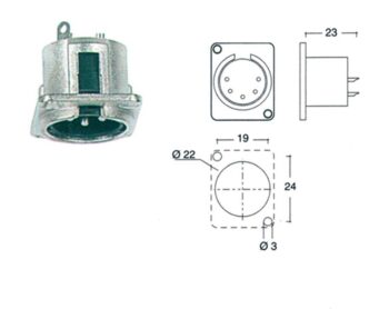 Connettore XLR da pannello, maschio, 5 poli, d housing - Neutrik