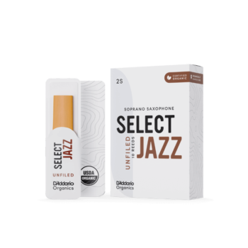 Ance D'Addario Organic Select Jazz Unfiled per sax soprano, durezza 4 Medium, confezione da 10 - Organic Select Jazz