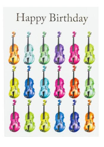 Happy Birthday Card - Jazzy Violin Design - Little Snoring