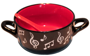 Music Note Bowl With Spoon - Red - Little Snoring