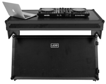 U91072BL -ULTIMATE FLIGHT CASE PORTABLE Z-STYLE DJ TABLE BLACK PLUS (WHEELS) - UDG